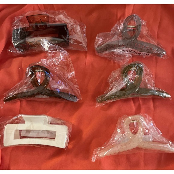 Set Of 6 Large Hair Claws Clips For Thick Hair Creme, Gray, Green, Tortoise - Picture 1 of 3